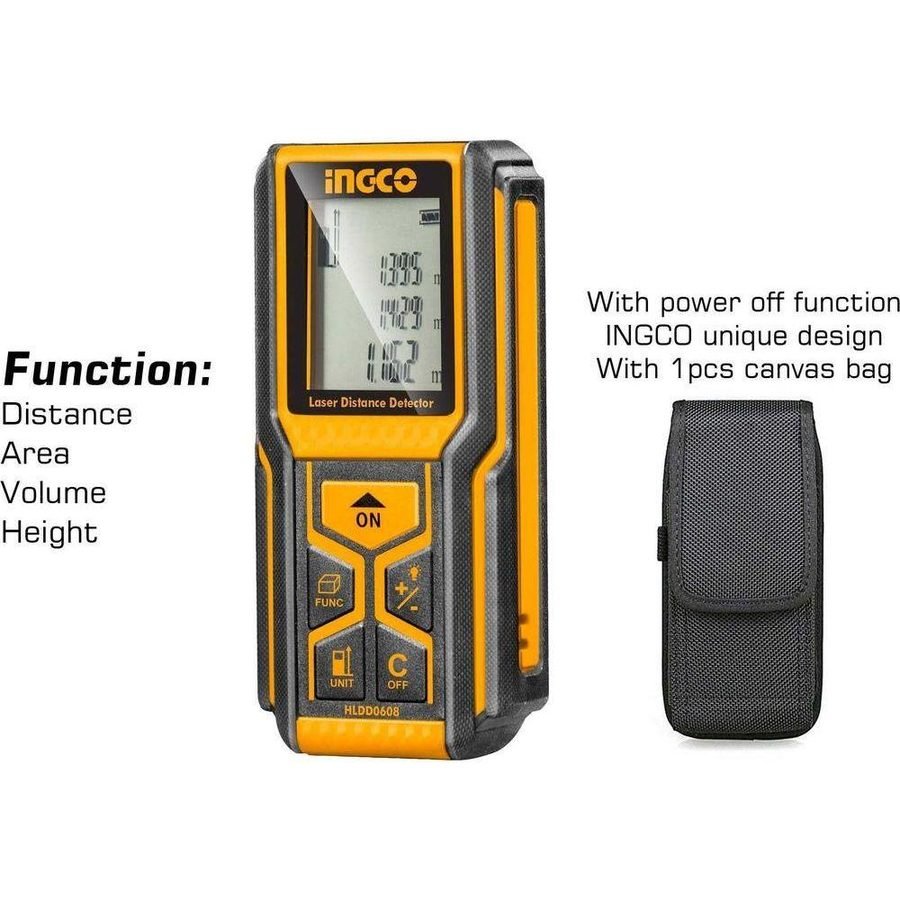 Ingco Ingco HLDD0608 Laser Distance Detector Measurer / Range Finder [60 Meter, General Hardware Measuring & Layout — Southen