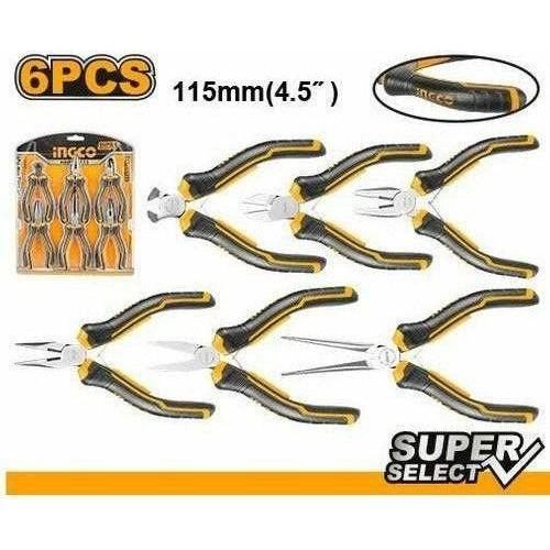 Ingco Ingco HMPS06115 6pcs Mini Pliers Set (SS), General Hardware Pliers & Cutters — Southend Philippines