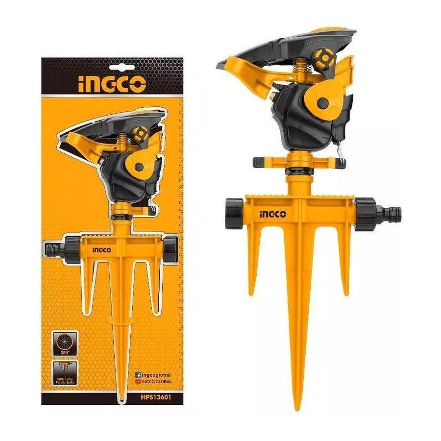 Ingco Ingco HPS13601 Auto Gear Sprinkler 360° W/ 3-Way Plastic Spike, General Hardware — Southend Philippines