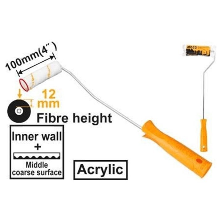 Ingco Ingco HRHT061001 Mini Paint Roller (Acrylic) Cylinder Brush 4", General Hardware Brushes & Cleaning — Southend Philippi