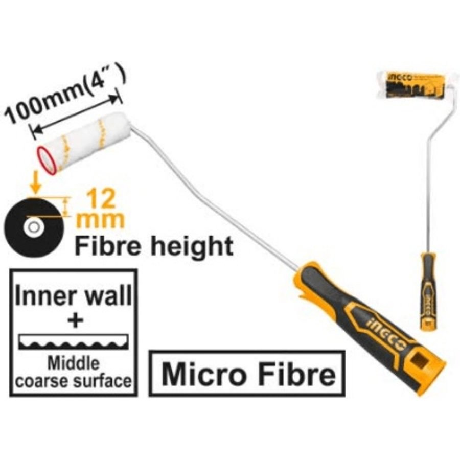 Ingco Ingco HRHT061001D Mini Paint Roller (Micro Fiber) Cylinder Brush 4", General Hardware Brushes & Cleaning — Southend Phi