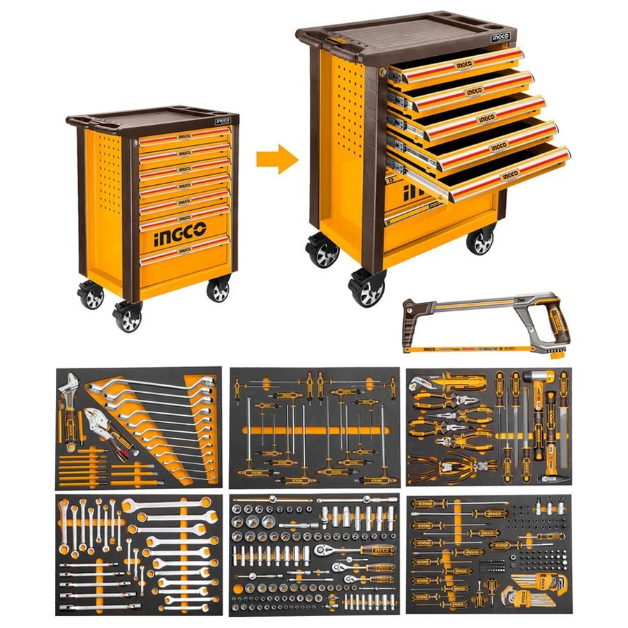 Ingco Ingco HTCS273281 Roller Tool Cabinet / Tool Chest With 328 Pcs Hand Tool, General Hardware Tool Storage — Southend Phil