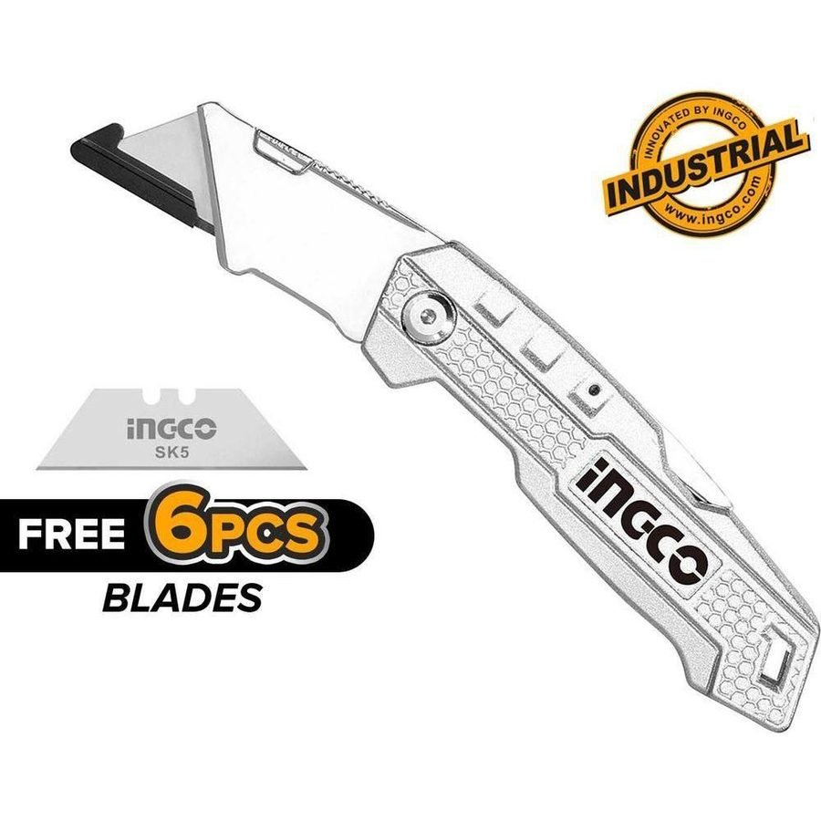 Ingco Ingco HUK6138 Folding Cutter Knife (+5 Blades), General Hardware Knives, Scrapers & Cutters — Southend Philippines