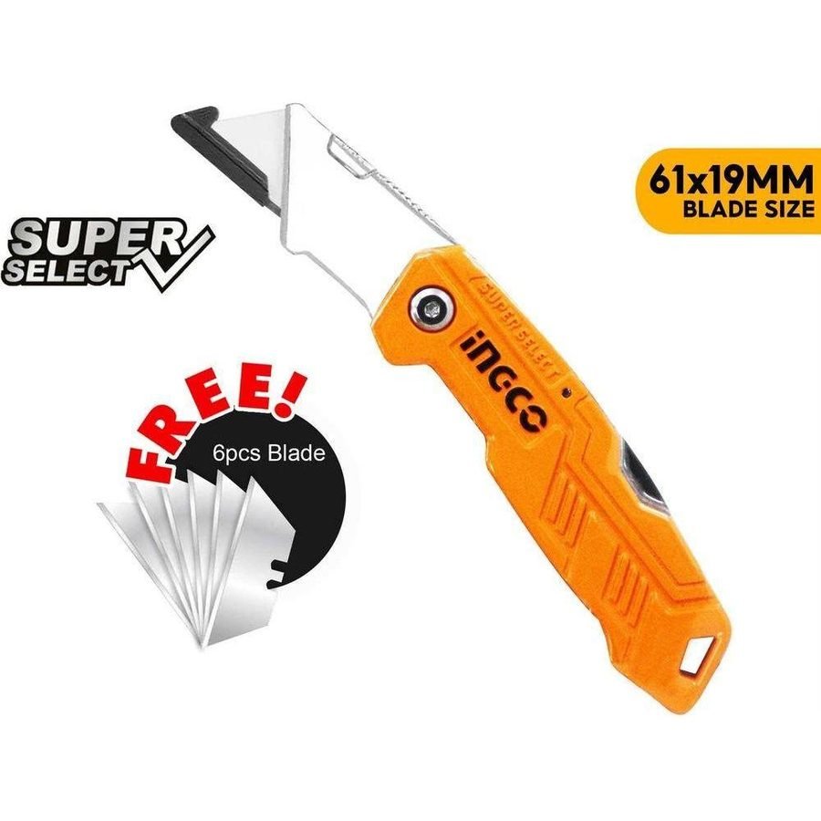 Ingco Ingco HUK6236 Folding Cutter Knife [+6 Blades] (SS), General Hardware Saws & Knives — Southend Philippines
