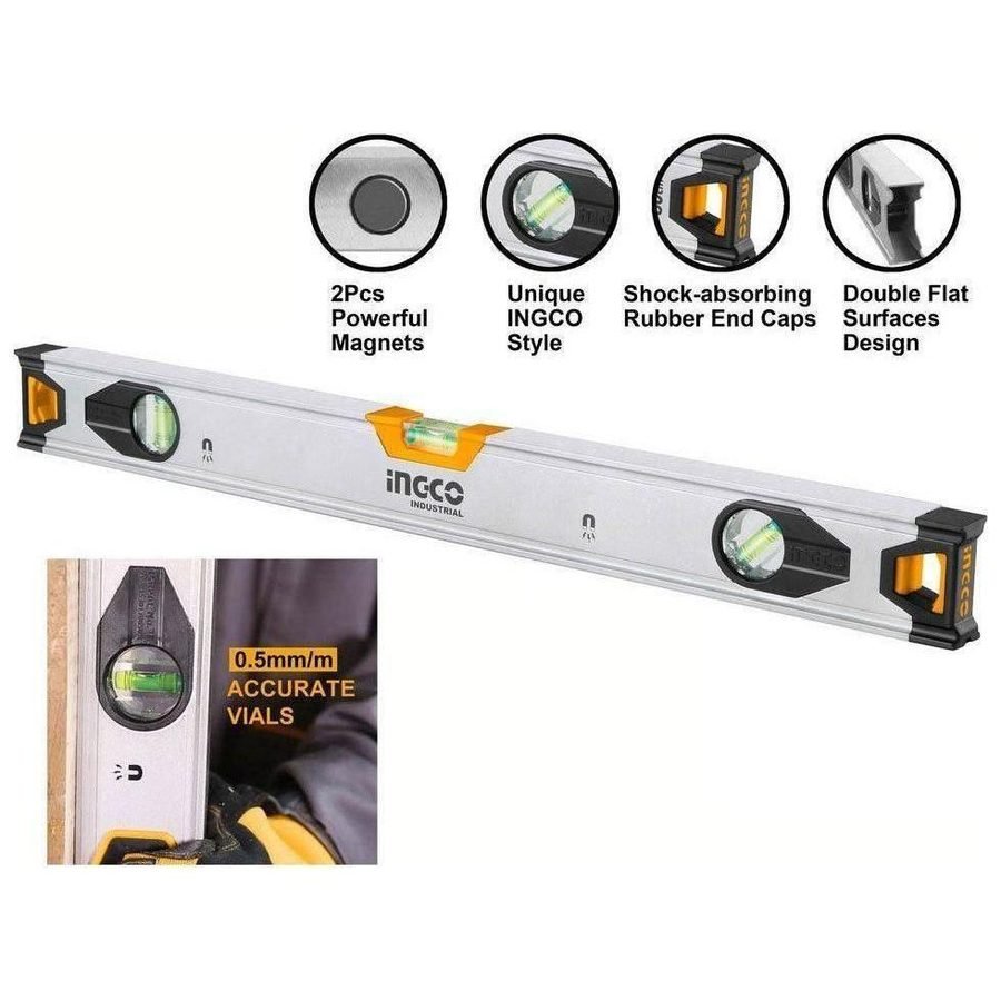 Ingco Spirit Level Bar (Poweful Magnetic Base)