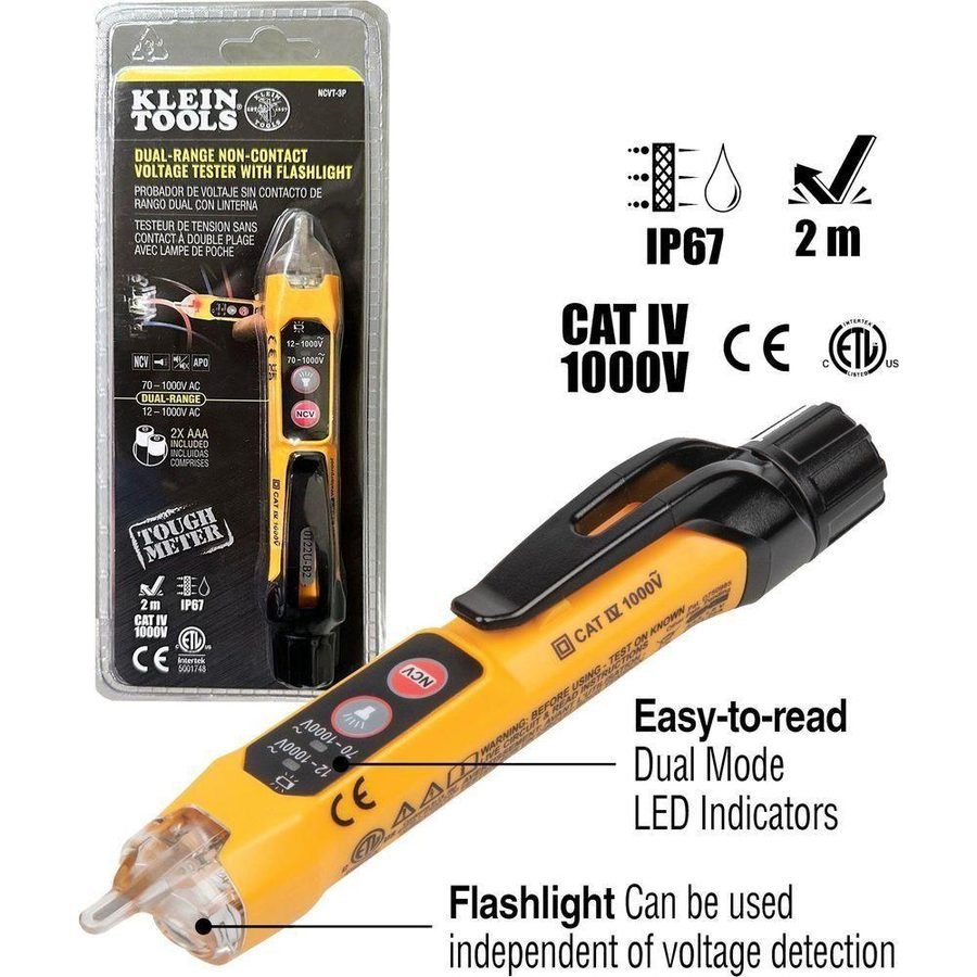 Klein NCVT-3P Non-Contact Voltage Tester With Flashlight