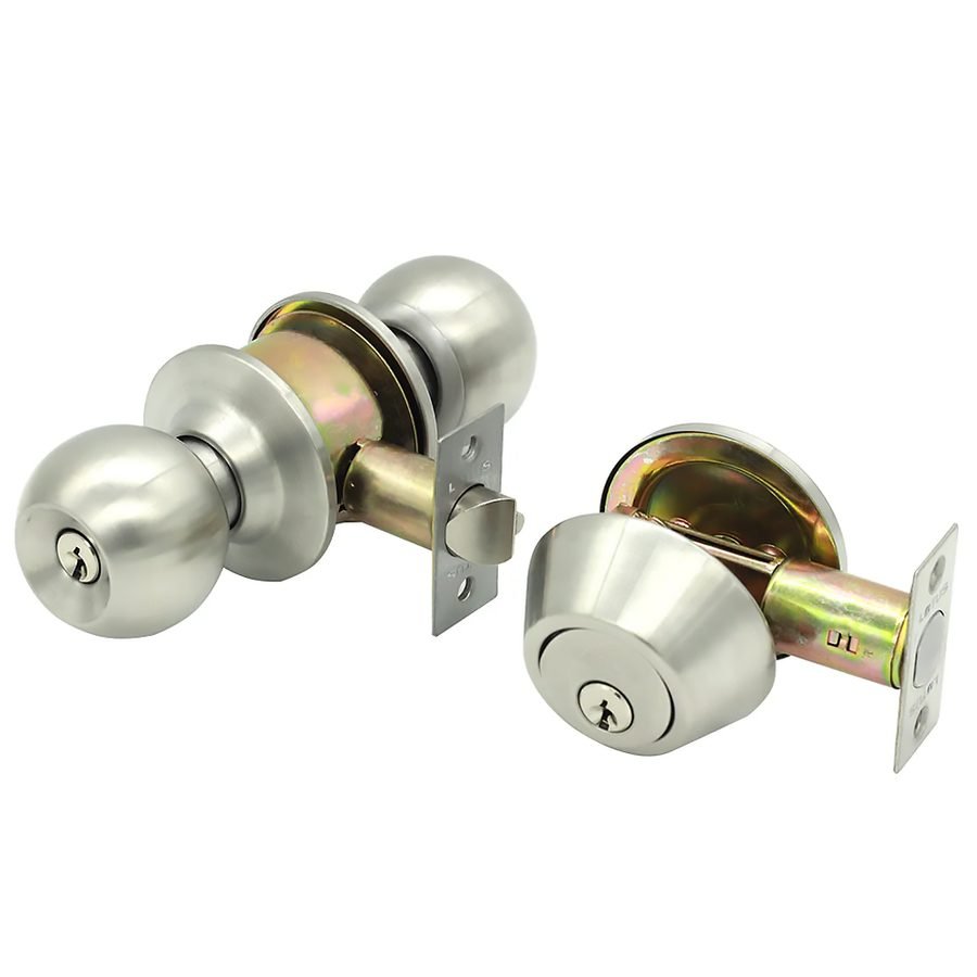 Lotus Lotus CB 5871+8100-US32D Cylindrical Lever Set + Single Deadbolt, General Hardware Locks & Hinges — Southend Philippine