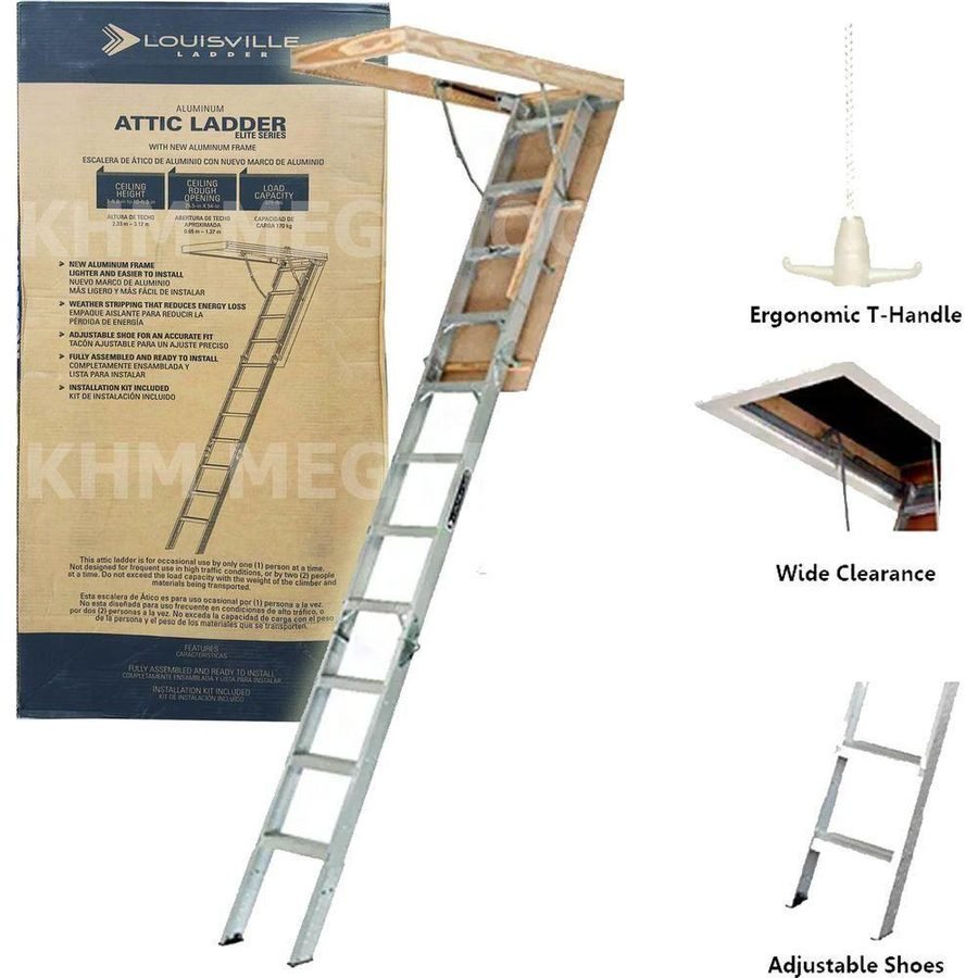 Louisville AL2240MG Aluminum Attic Ladder "Elite" 375 Lbs. 22" (AA2240MG, General Hardware Ladders & Scaffold — Southend Phil