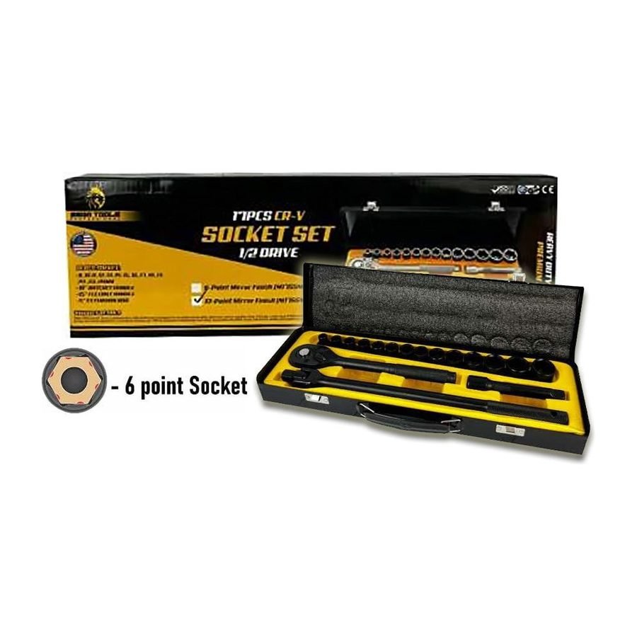 M17SSMB6 Socket Wrench Set 17pcs 1/2" Drive 6pts (Matte Black), General Hardware Sockets & Ratchets — Southend Philippines