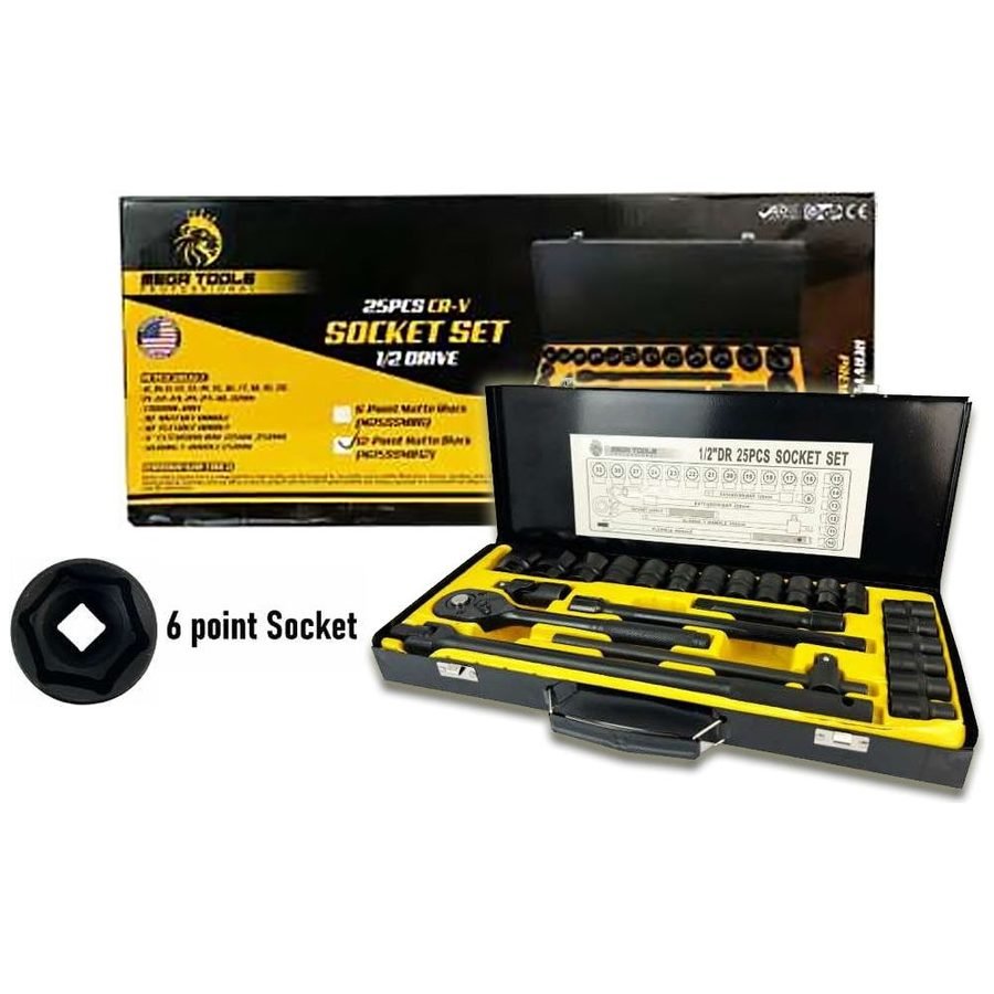 M25SSMB6 Socket Wrench Set 25pcs 1/2" Drive 6pts (Matte Black), General Hardware Sockets & Ratchets — Southend Philippines