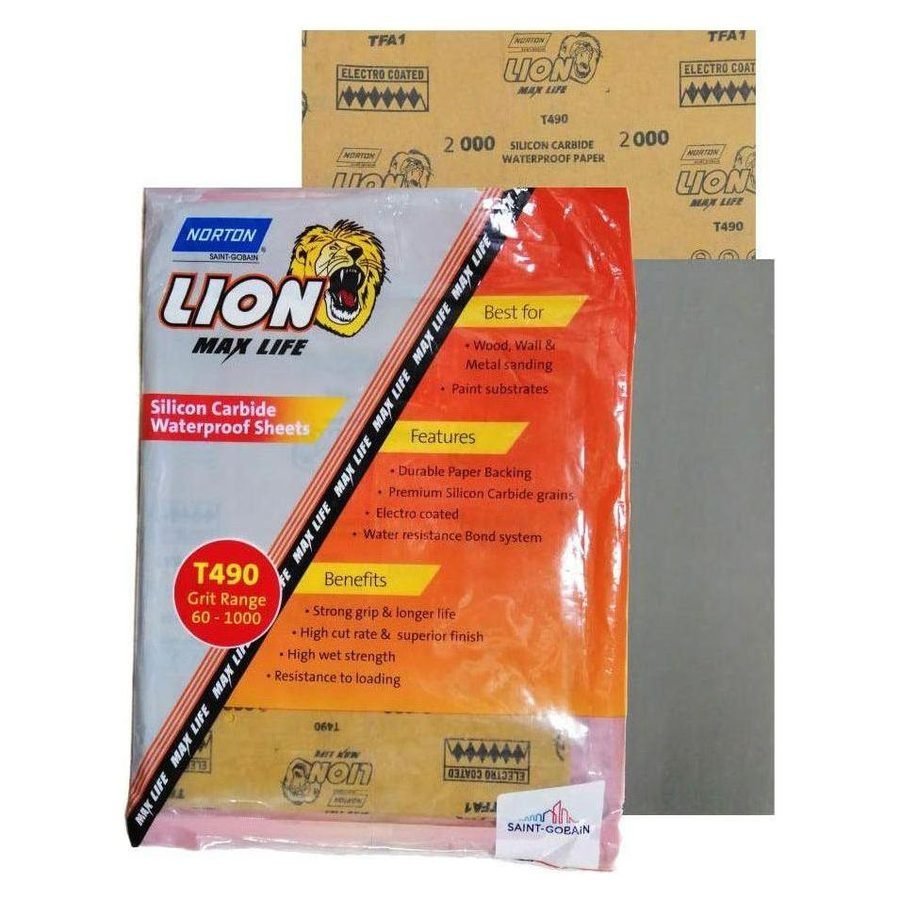 Norton T490 Lion Silicon Carbide Waterproof Sandpaper Sheets, General Hardware Abrasives & Files — Southend Philippines