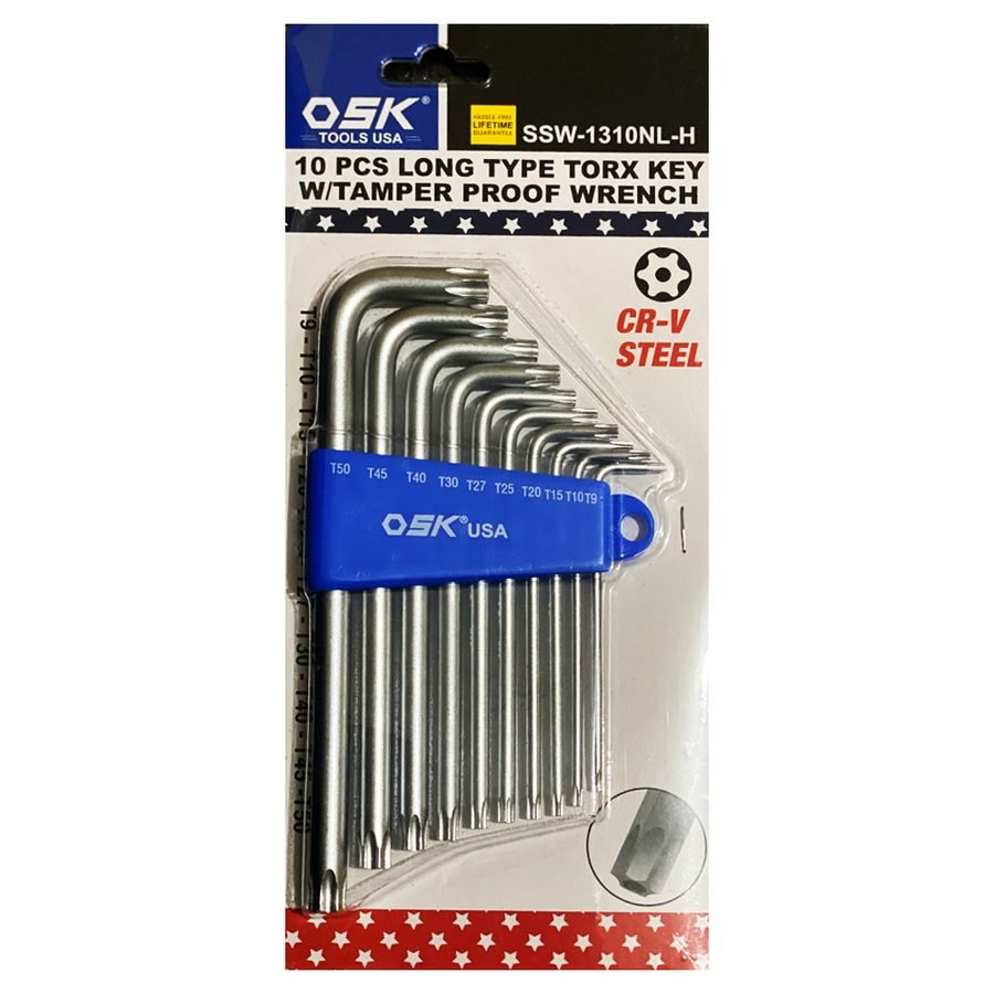 OSK OSK SSW-1310NL-H Long Type Torx Wrench With Tamper Proof Wrench (10pcs), General Hardware Wrenches — Southend Philippines