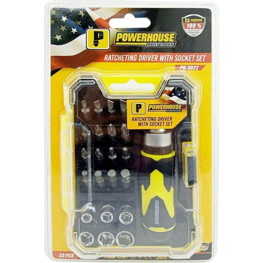 Powerhouse PH-3022 Ratcheting Driver With Socket & Power Driver Bit 23 P