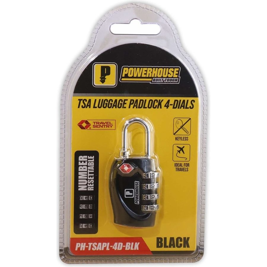 Powerhouse Powerhouse PH-TSAPL-4D-BLK Luggage Padlock 4 Dials (TSA), General Hardware Locks & Hinges — Southend Philippines