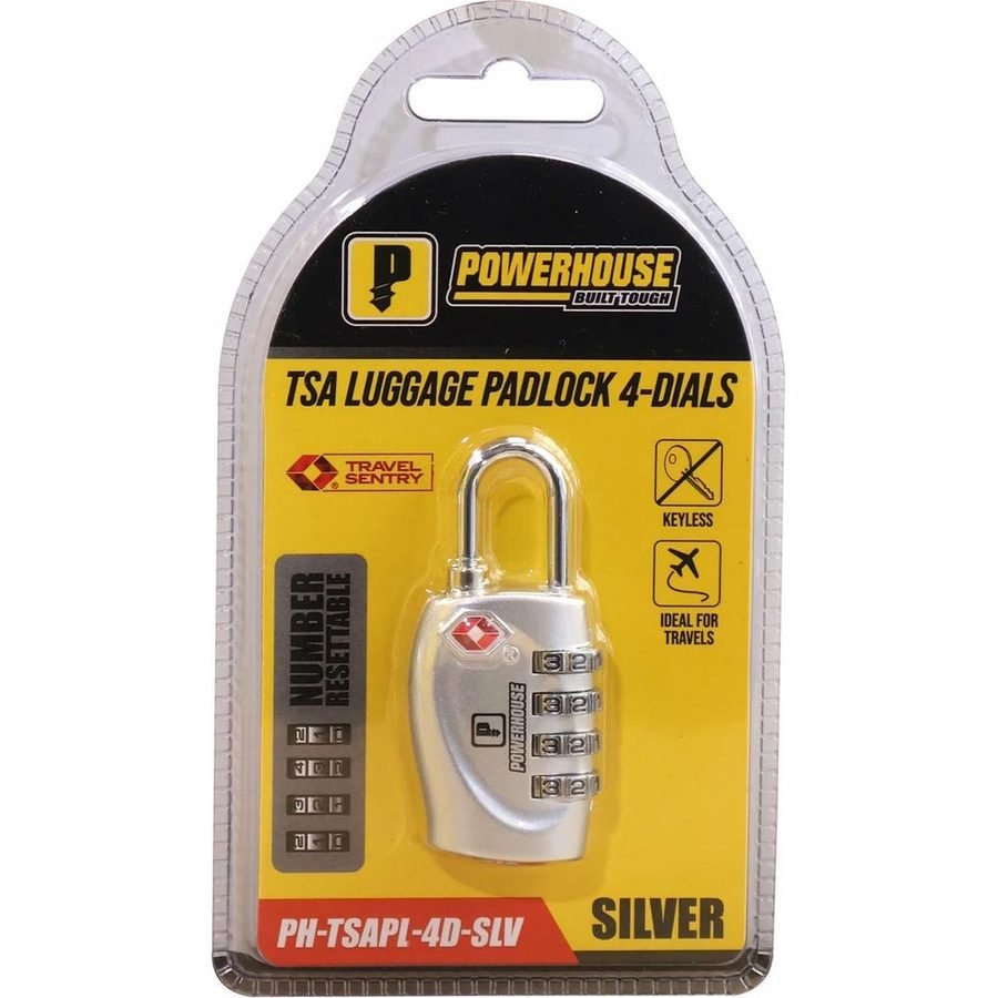 Powerhouse PH-TSAPL-4D-SLV Luggage Padlock 4 Dials (TSA)