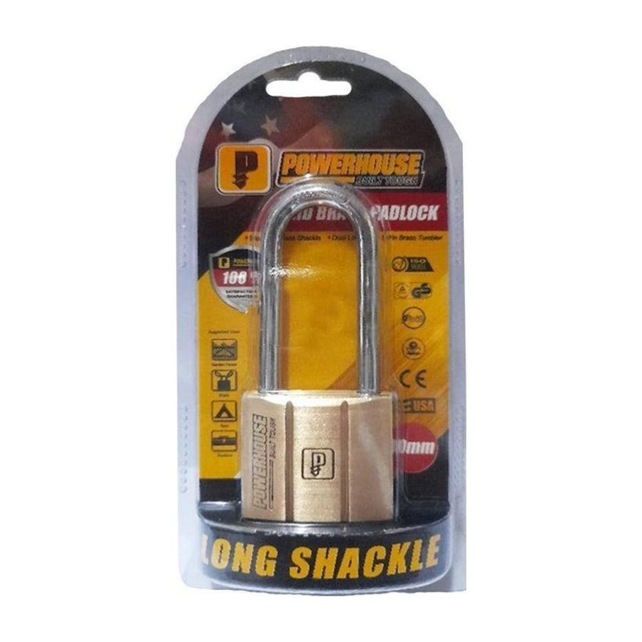 Powerhouse Powerhouse PH140 Solid Brass Padlock Long Shackle, General Hardware Locks & Hinges — Southend Philippines