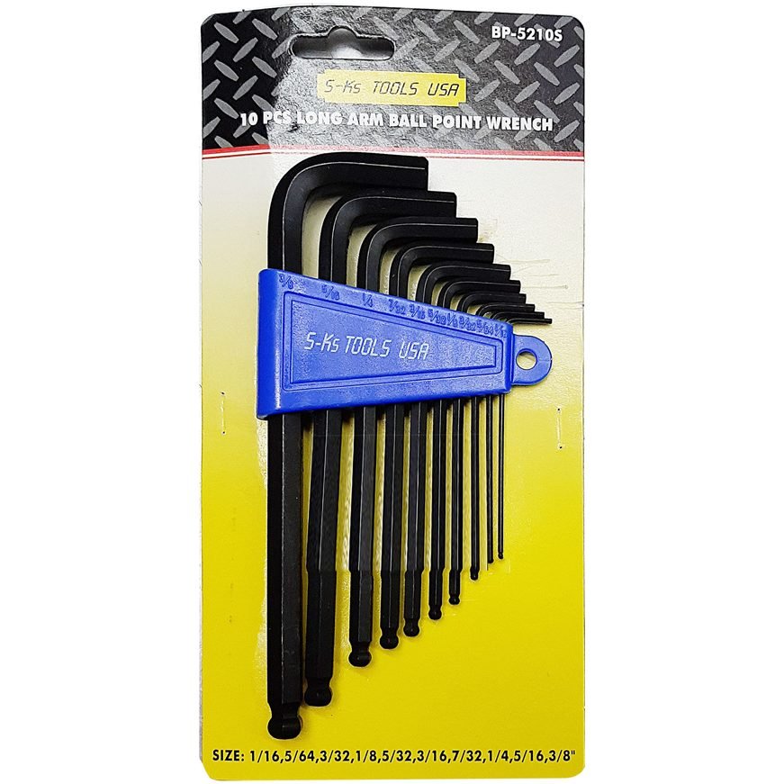 S-Ks 10pcs. BP-5210S Long Arm Hex Allen Wrench Key Ball Point End (1/16", General Hardware Sockets & Ratchets — Southend Phil