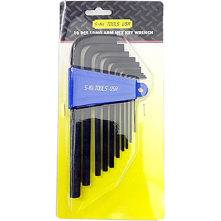 S-Ks 10pcs. HW-7310S Long Arm Hex Allen Wrench Key (1/16"-3/8")