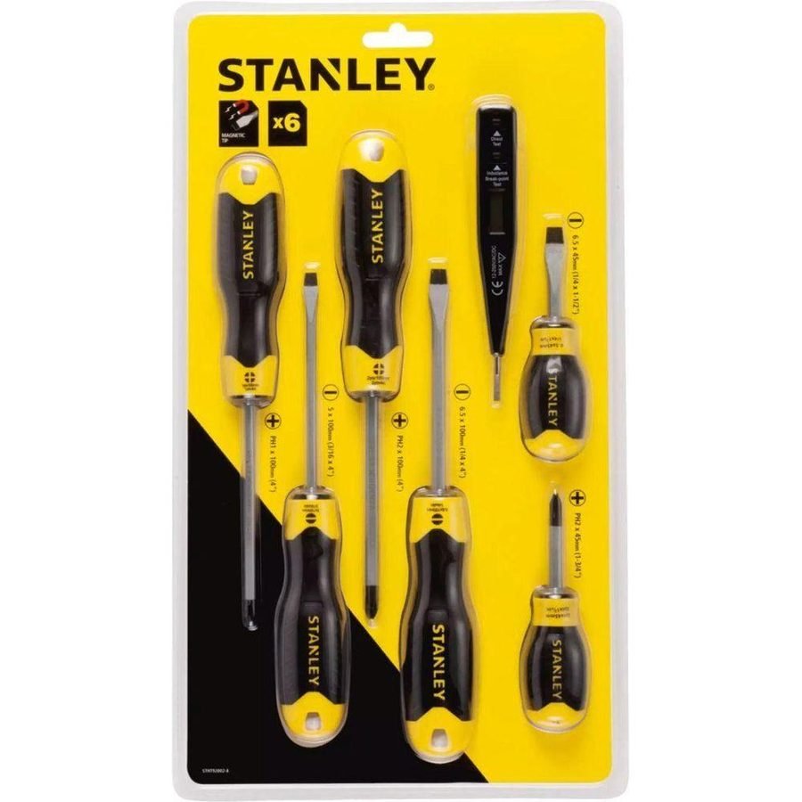 Stanley Stanley 92-002 (66-679) Cushion Grip Screwdriver Set (6pcs + Tester), General Hardware Screwdrivers & Bits — Southend