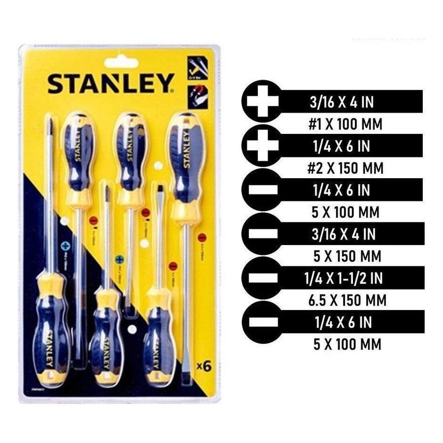 Stanley Stanley 65-242 (66-672) Cushion Grip Screwdriver 6 Pcs. Set, General Hardware Screwdrivers & Bits — Southend Philippi