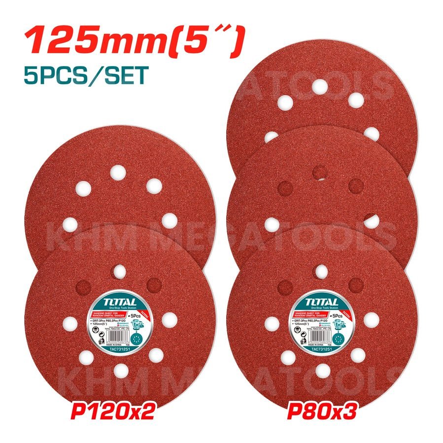 Total TAC731251 Velcro Sanding Disc 5" (5pcs)