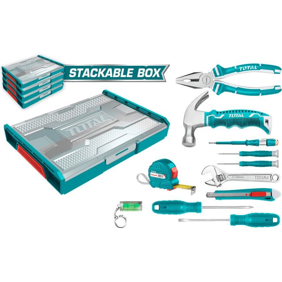 Total Total THKTV02H111 11pcs Hand Tools Set With Stackable Tool Box, General Hardware Pliers & Cutters — Southend Philippine
