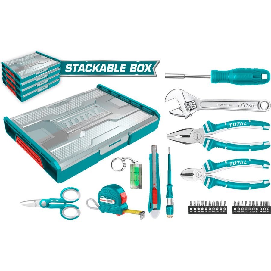 Total Total THKTV02H291 29pcs Hand Tools Set With Stackable Tool Box, General Hardware Tool Storage — Southend Philippines