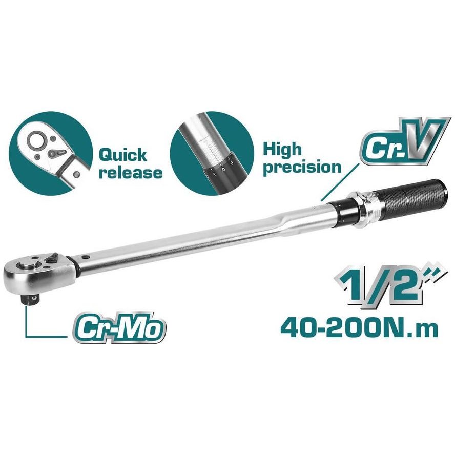 Total Total THPTW200N2 Torque Wrench 1/2" Drive 40-200Nm, General Hardware Wrenches — Southend Philippines