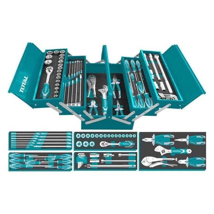 Total THTCS12591 50pcs Hand Tools Set With Metal Tool Box