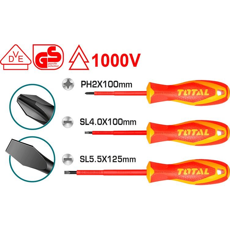 Total Total THTIS036 3pcs Insulated Screwdriver Set (VDE), General Hardware Screwdrivers — Southend Philippines