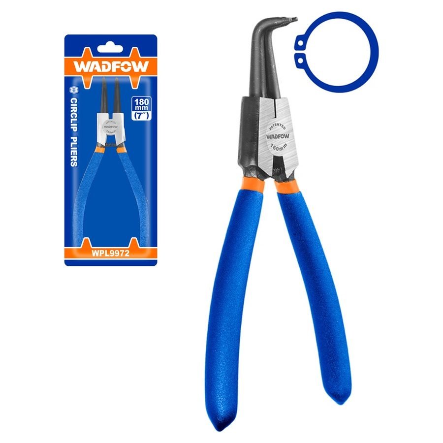 Wadfow WPL9974 Bent Circlip Pliers 7"(Internal)