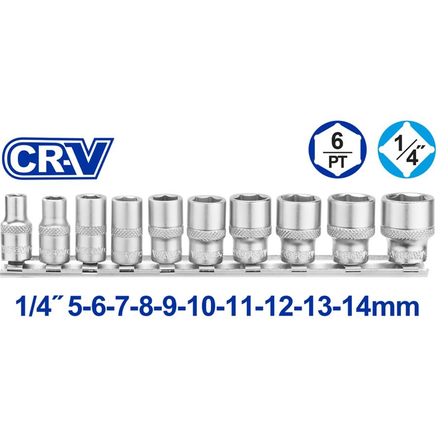 Wadfow Wadfow WST4410 1/4" Socket Set 10 Pcs, General Hardware Sockets & Ratchets — Southend Philippines