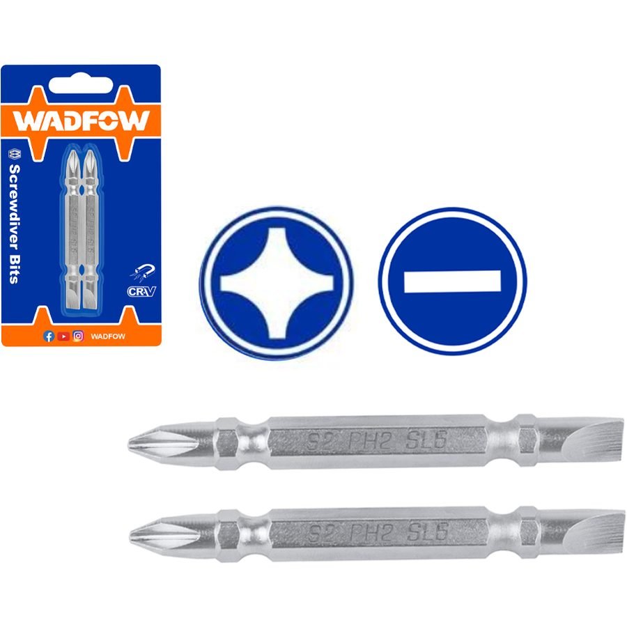 Wadfow WSV0K11 Screwdriver Bit PH2, SL6 65MM