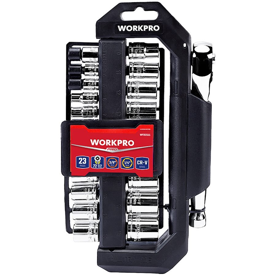WorkPro Workpro WP202555 Socket Set With Rotatable Rack Set 23 Pcs, General Hardware Sockets & Ratchets — Southend Philippine