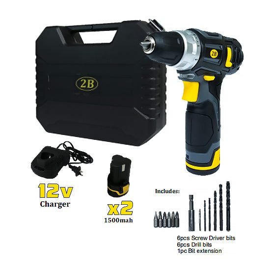 2B PT-CD12 Cordless Driver Drill 12v, Power Tools Drills & Drivers — Southend Philippines