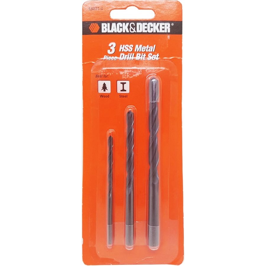 Black & Decker A8031G HSS Drill Bit Set 3 Pcs, Power Tools Drills & Drivers — Southend Philippines