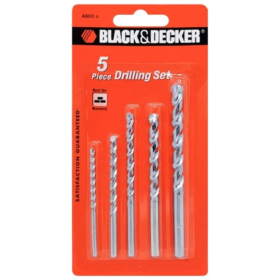 Black & Decker A8032G Masonry Drill Bit Set 5 Pcs, Power Tools Drills & Drivers — Southend Philippines