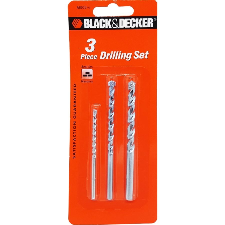 Black & Decker A8033G Masonry Drill Bit Set 3 Pcs, Power Tools Drills & Drivers — Southend Philippines