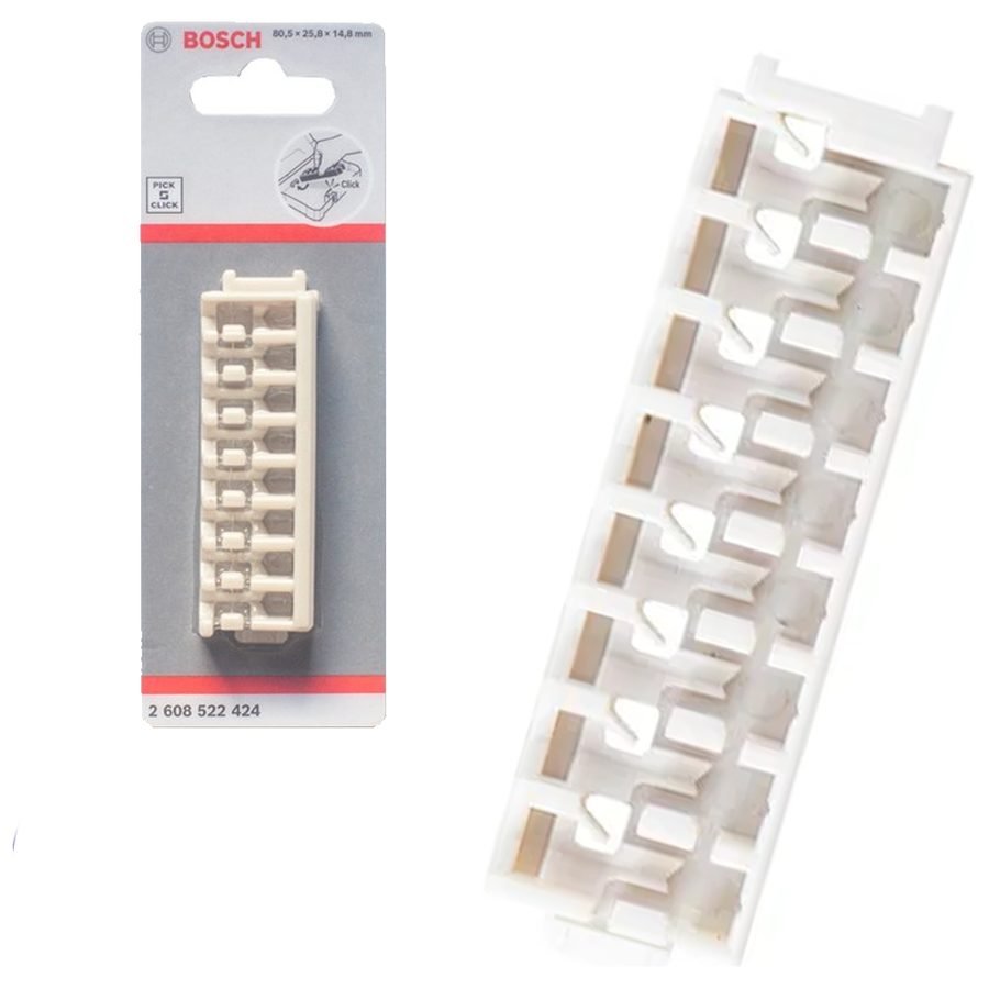 Bosch Bosch 8-Slot Pick And Click Storage Plastic Bit Holder 80.5 X 25.8 X 14., Power Tools Bits & Blades — Southend Philippi