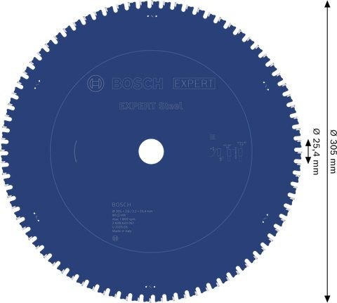 Bosch Bosch Circular Saw Blade 12" X 80T Expert For Steel (Italy) [2608643061], Power Tools Saws — Southend Philippines