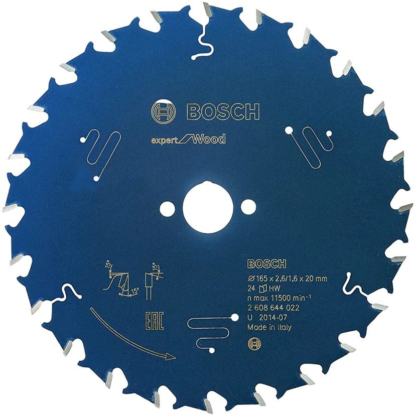 Bosch Bosch Circular Saw Blade Expert For Wood 165mm X 24T (2608644022), Power Tools Bits, Blades & Discs — Southend Philippi