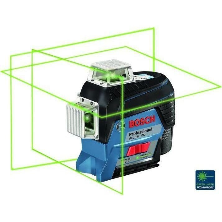 Bosch Bosch GLL 3-80 CG Line Laser Level (Green Laser) [3x 360° Lines] (100 Me, Power Tools Laser Levels & Measuring — Southe