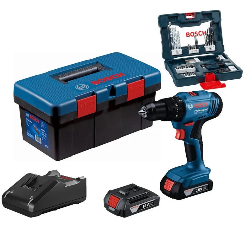 Bosch GSB 183 Cordless Impact Drill With 41pcs Accessory Set & Tools Box