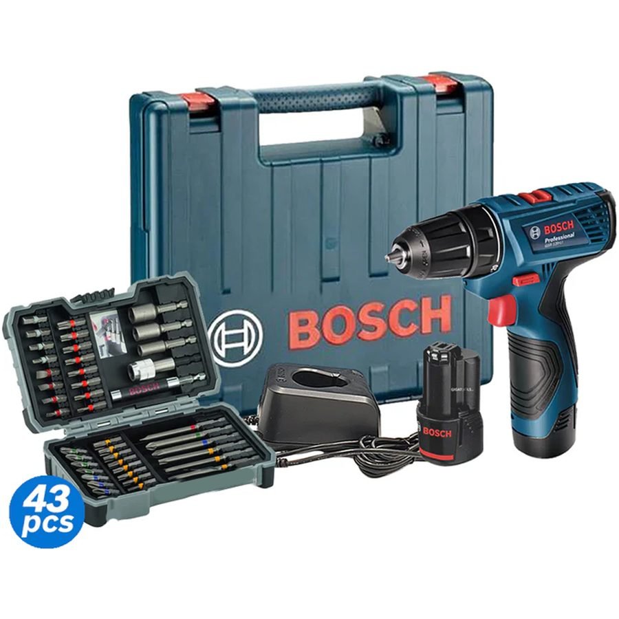 Bosch Bosch GSR 120-Li Cordless Drill Driver 12V Kit Accessory Set 43pcs (0601, Power Tools Drills & Drivers — Southend Phili