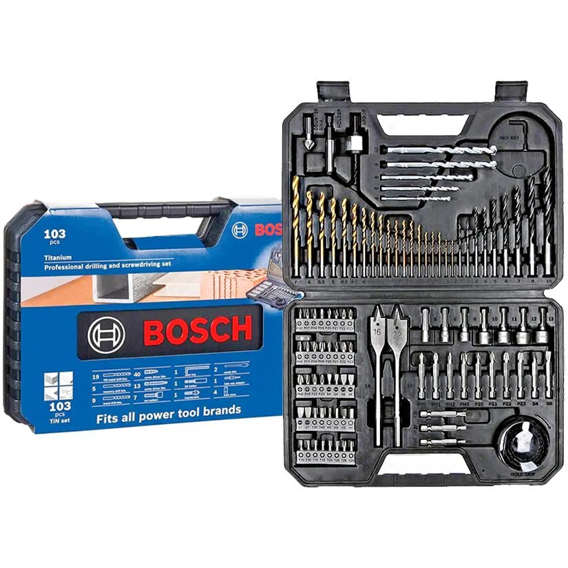Bosch Bosch Premium Mixed Accessory Set And Titanium Drill Bits 103pcs (260859, Power Tools Drills & Drivers — Southend Phili