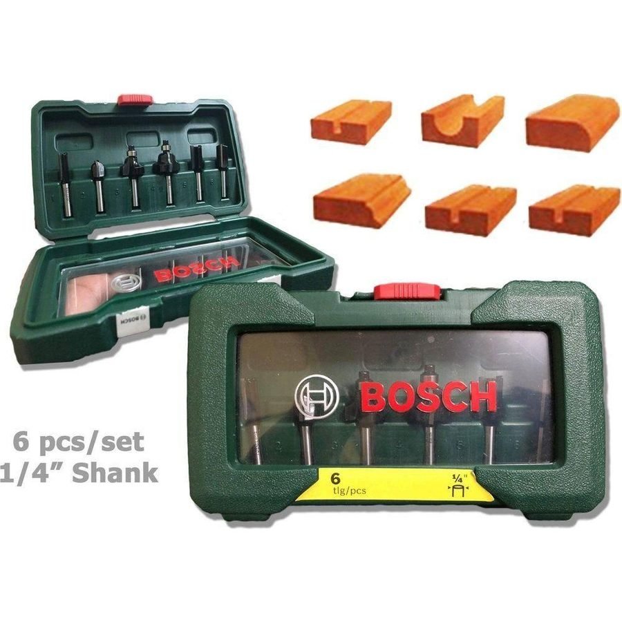 Bosch Bosch Router Bit Set 1/4" Shank (6pcs) [2607019462], Power Tools Routers & Planers — Southend Philippines