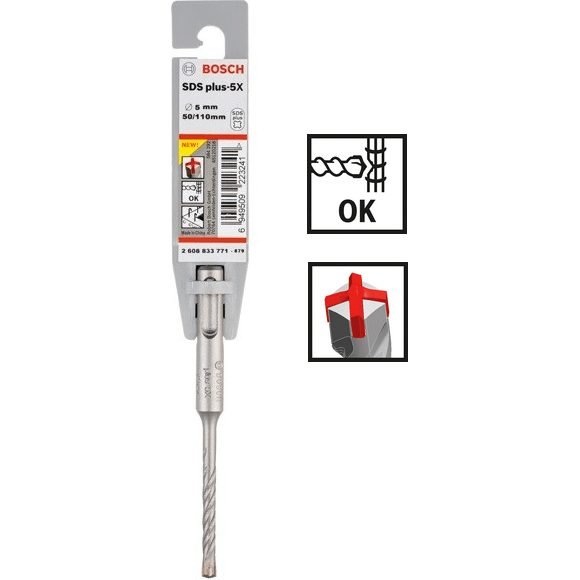 Bosch SDS-Plus 5X Masonry Drill Bit (4 Cutter)
