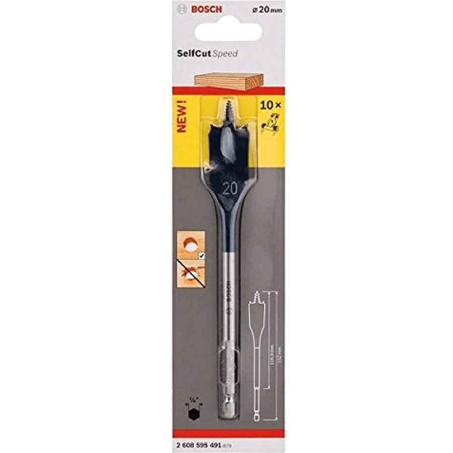 Bosch Selfcut Speed Flat Drill Bit For Wood (Hex Shank)