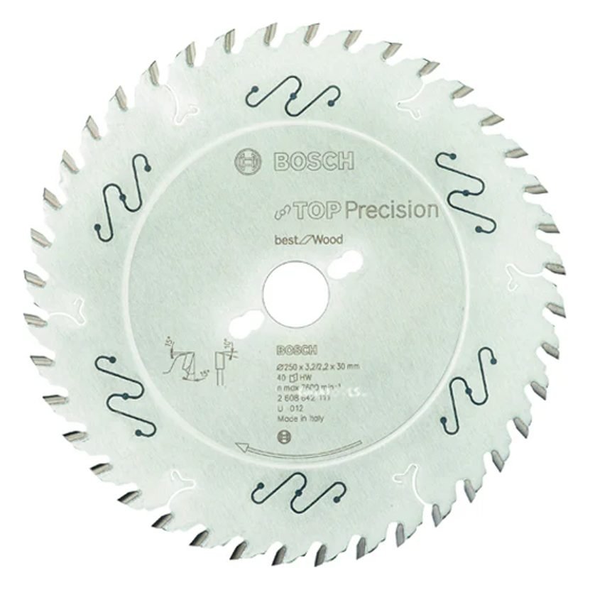 Bosch Top Precision Wood Circular Saw Blade 10" X 40T (2608642111) Made