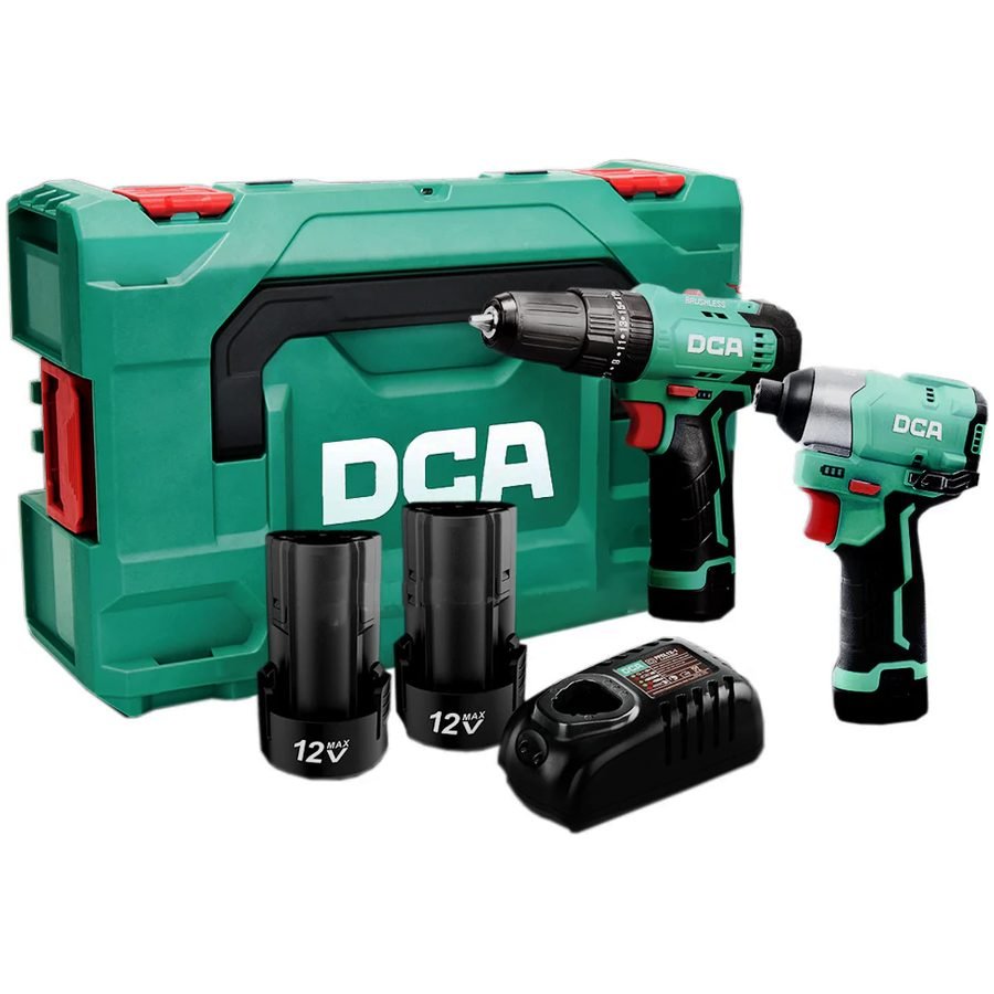 DCA DCA ADKIT25-EK Cordless Hammer Drill Driver & Impact Driver Combo Kit 12, Power Tools Drills & Drivers — Southend Philipp